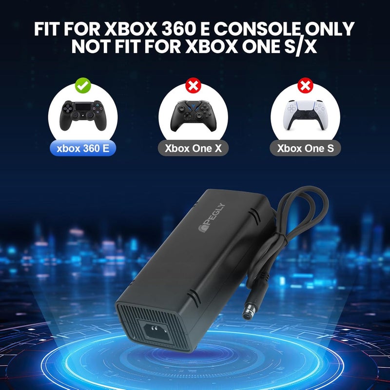 PEGLY مزود طاقة لجهاز Xbox 360 E، كتلة مزود الطاقة مع سلك الطاقة، محول AC لجهاز Microsoft Xbox 360 E، 100-240V - Image 5